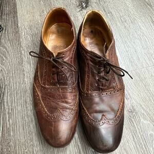 Bed Stu Wing Tip Shoes Mens 9.5 Brown Distressed Cobbler Leather Anti Slip GUC